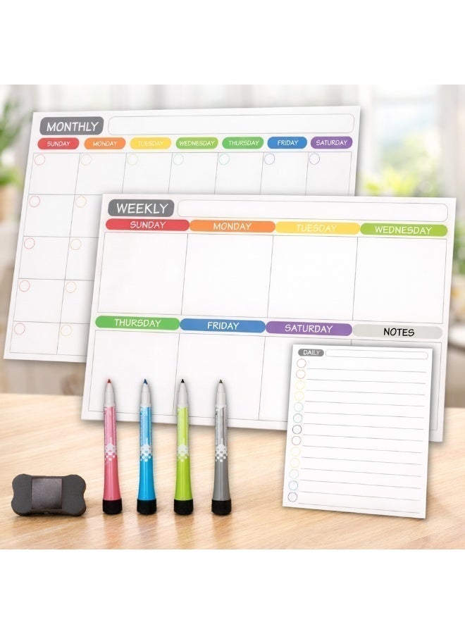 Magnetic Weekly & Monthly Planner Board Set with Markers and Eraser - Image 2